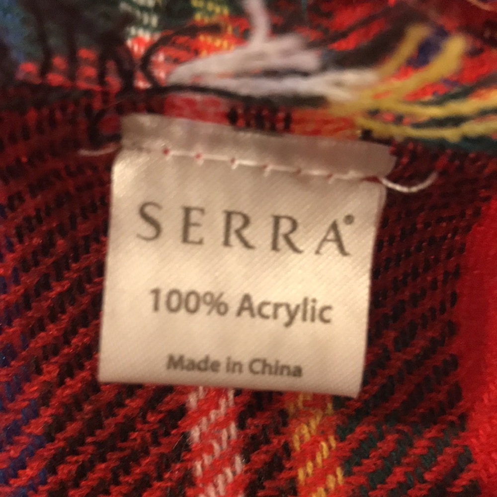 $65 SERRA Red IRISH PLAID Blanket Shawl Fringe Buffalo Scarf - Picture 15 of 16